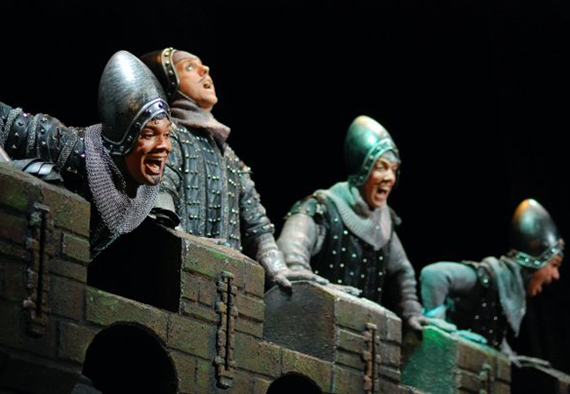 Matthew Greer as the iconic French Taunter in MONTY PYTHON'S SPAMALOT